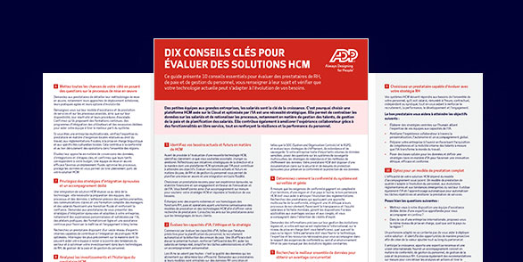 Dix conseils clés pour évaluer des solutions HCM