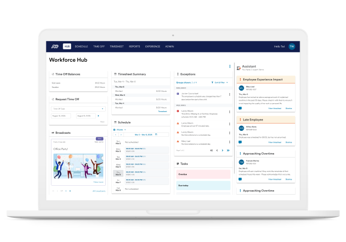 Centre de gestion des effectifs ADP sur un ordinateur portable