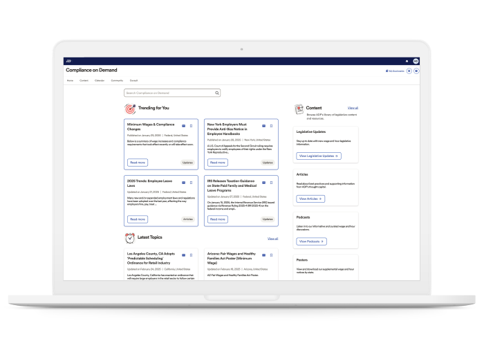 Conformité de la gestion des effectifs ADP à la demande sur un ordinateur portable