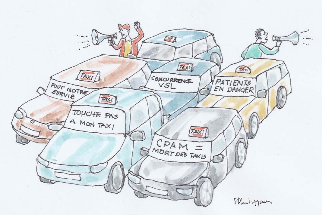 Taxis vent debout